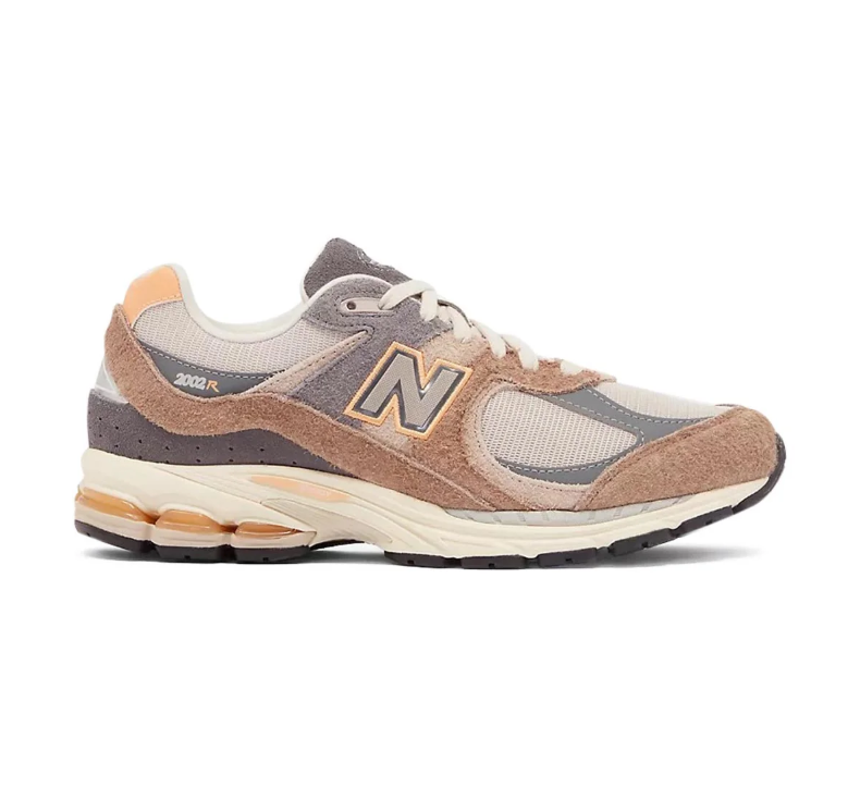New Balance 2002R Tan & Gray Mesh Sneakers with Cream Soles