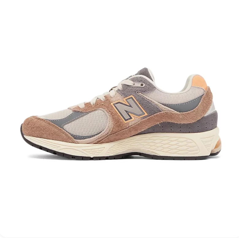 New Balance 2002R Tan & Gray Mesh Sneakers with Cream Soles