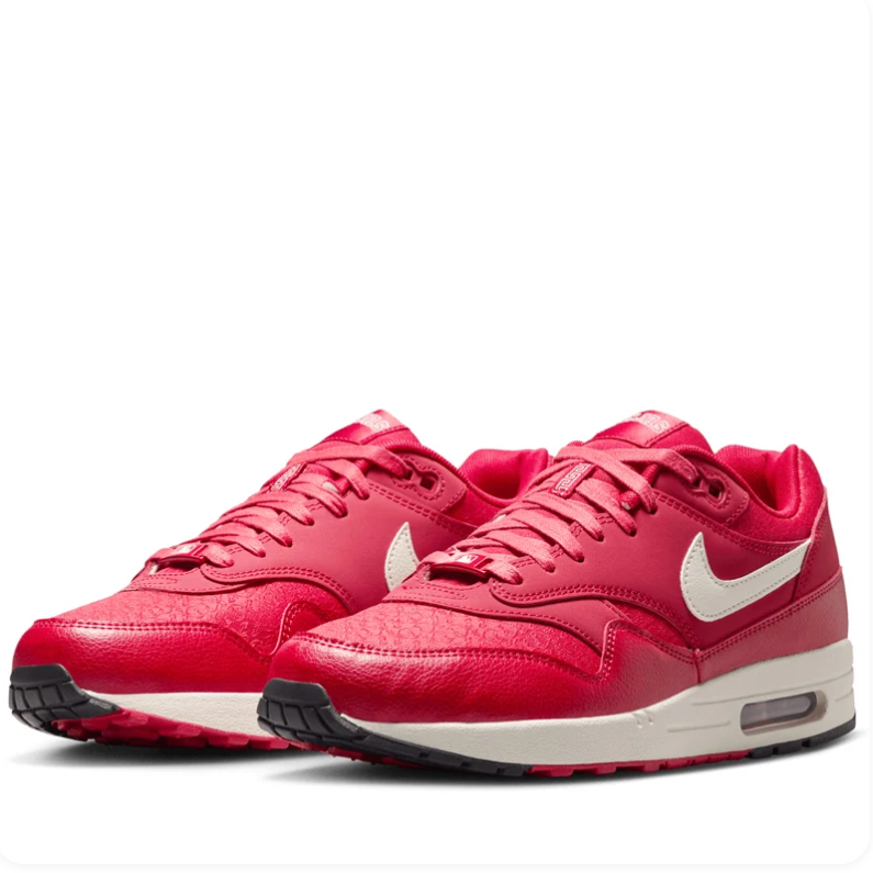Nike Air Max 1 Red & Cream Sneakers with Viva Tejas Details
