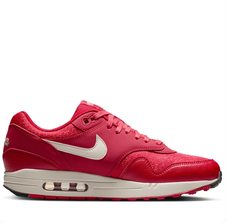 Nike Air Max 1 Red & Cream Sneakers with Viva Tejas Details