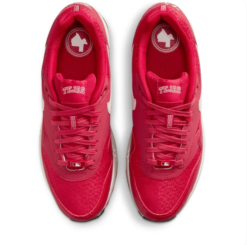 Nike Air Max 1 Red & Cream Sneakers with Viva Tejas Details