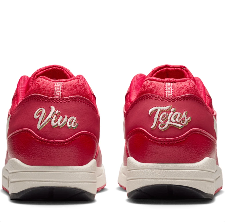 Nike Air Max 1 Red & Cream Sneakers with Viva Tejas Details