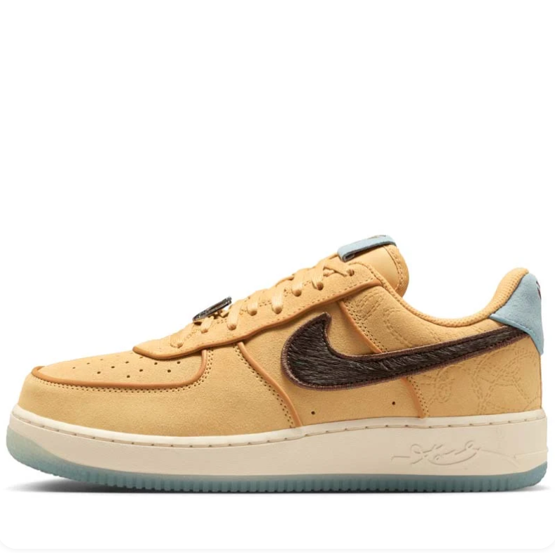 Nike Air Force 1 Low Wheat & Brown Sneakers with Kobe Logo Details