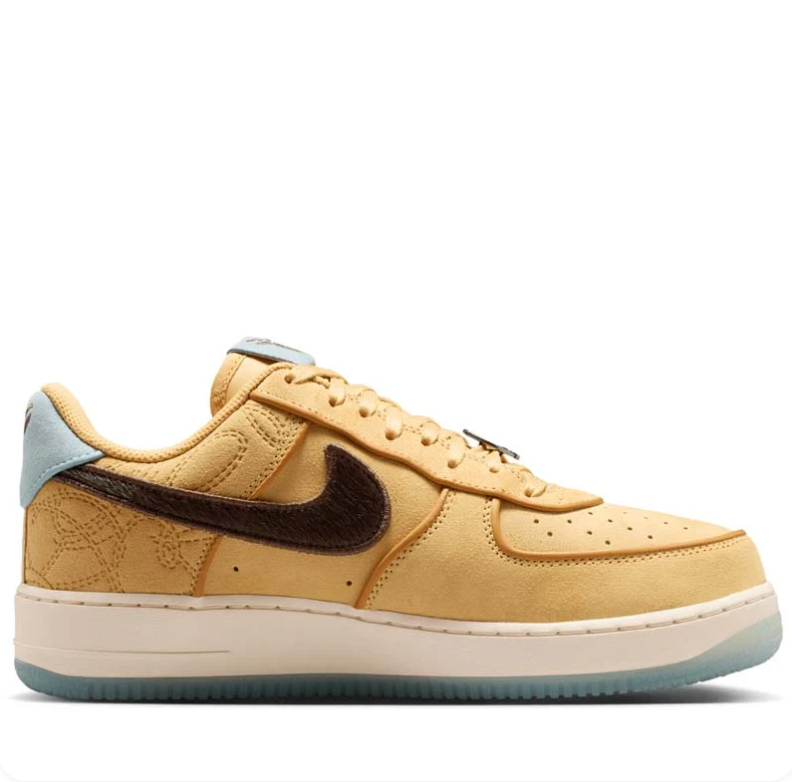 Nike Air Force 1 Low Wheat & Brown Sneakers with Kobe Logo Details