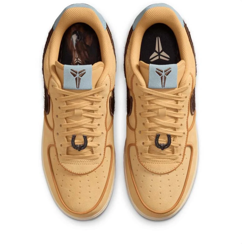Nike Air Force 1 Low Wheat & Brown Sneakers with Kobe Logo Details