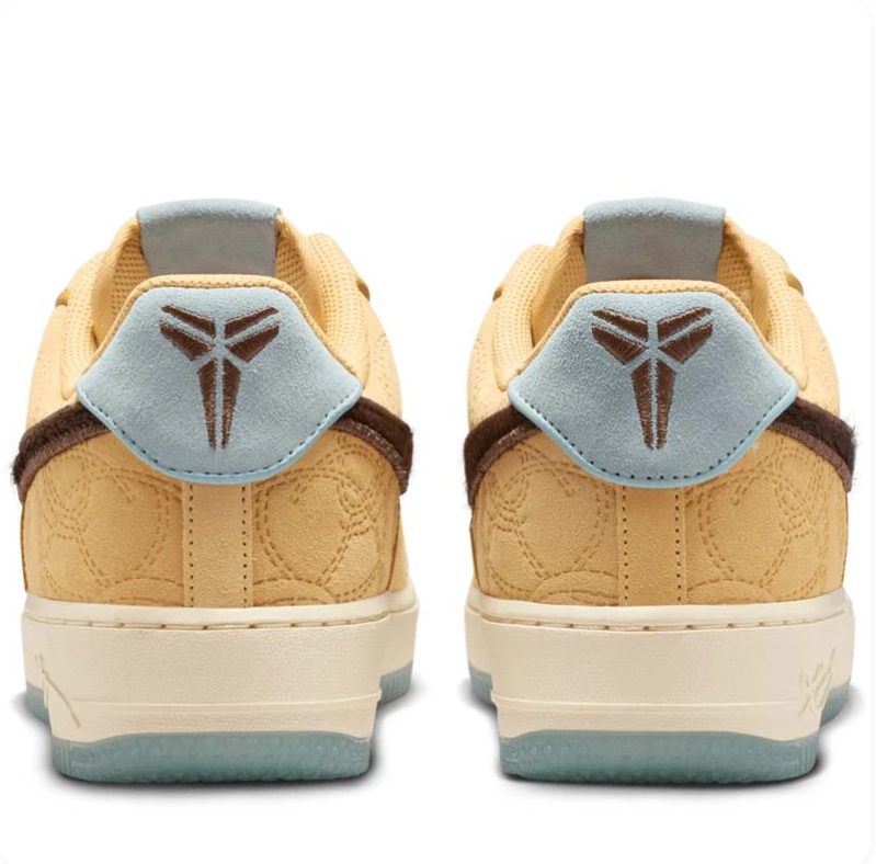 Nike Air Force 1 Low Wheat & Brown Sneakers with Kobe Logo Details