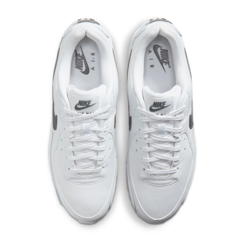 Nike Air Max 90 White Sneakers with Dark Gray Swooshes