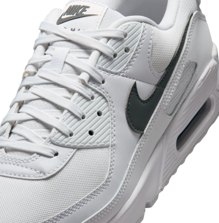 Nike Air Max 90 White Sneakers with Dark Gray Swooshes