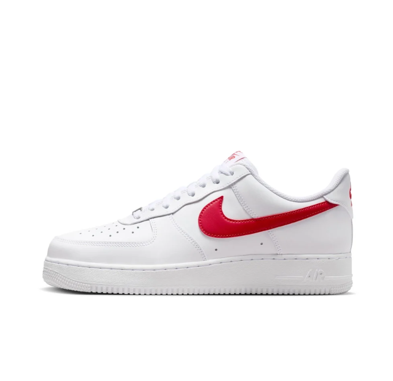 Nike Air Force 1 Low White Sneakers with Red Swooshes