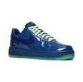 Nike Air Force 1 Low Glossy Blue Sneakers with Purple Swooshes & Green Soles