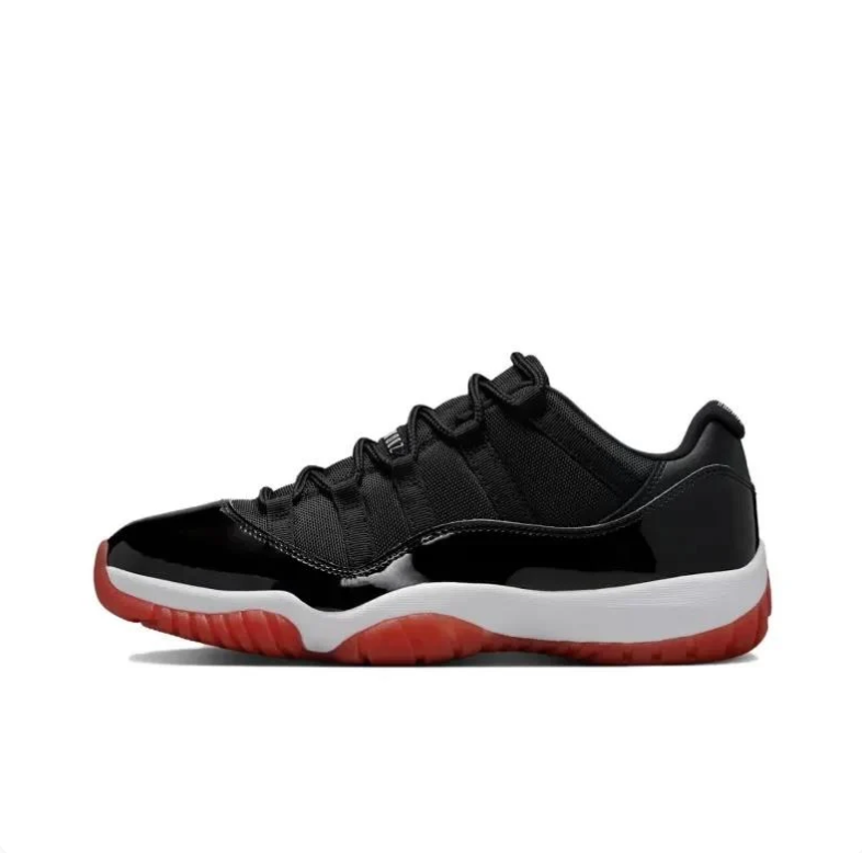 Air Jordan 11 Low Black & Red Sneakers with White Midsoles