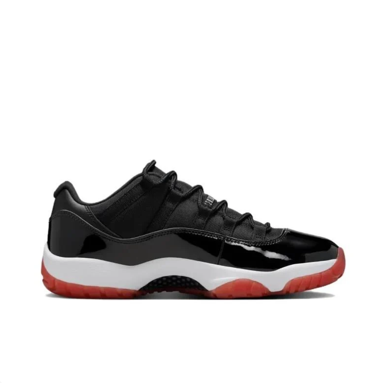 Air Jordan 11 Low Black & Red Sneakers with White Midsoles