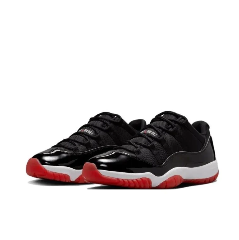 Air Jordan 11 Low Black & Red Sneakers with White Midsoles