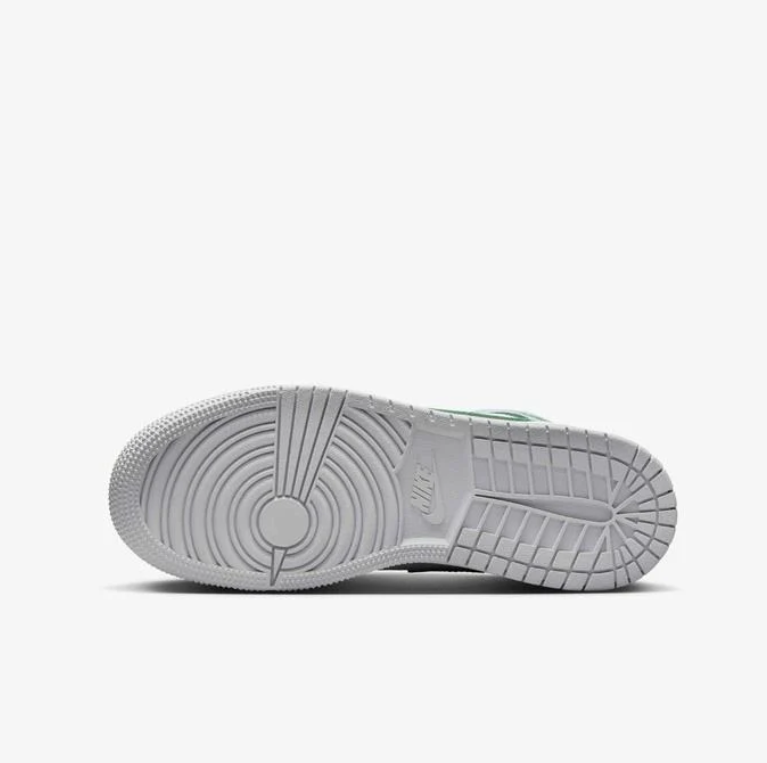 Air Jordan 1 Mid White, Light Gray & Green Sneakers