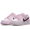Nike Dunk Low Pink & White Sneakers with Burgundy Swooshes