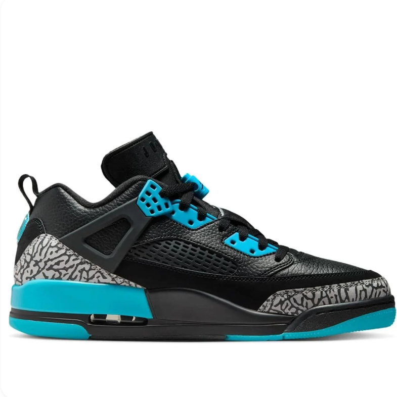Air Jordan Spizike Low Black & Turquoise Elephant-Print Sneakers