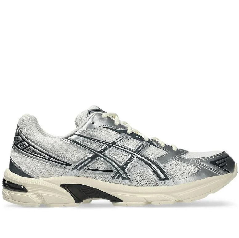 ASICS Silver & White Mesh Sneakers with Cream Soles