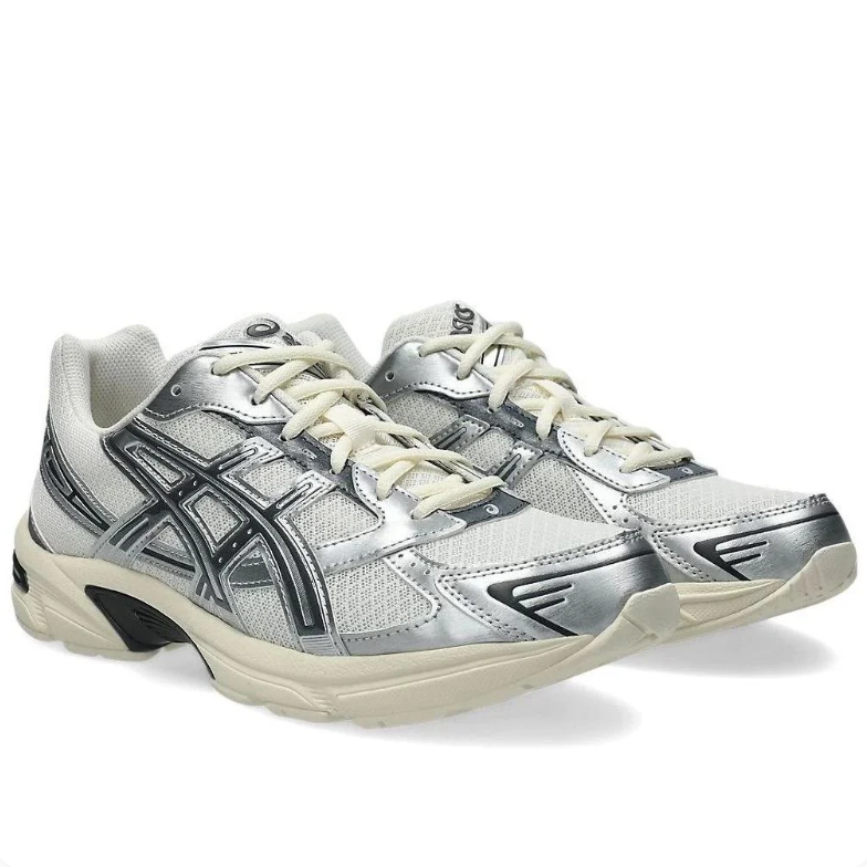 ASICS Silver & White Mesh Sneakers with Cream Soles