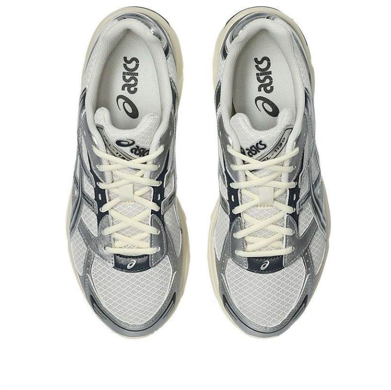 ASICS Silver & White Mesh Sneakers with Cream Soles
