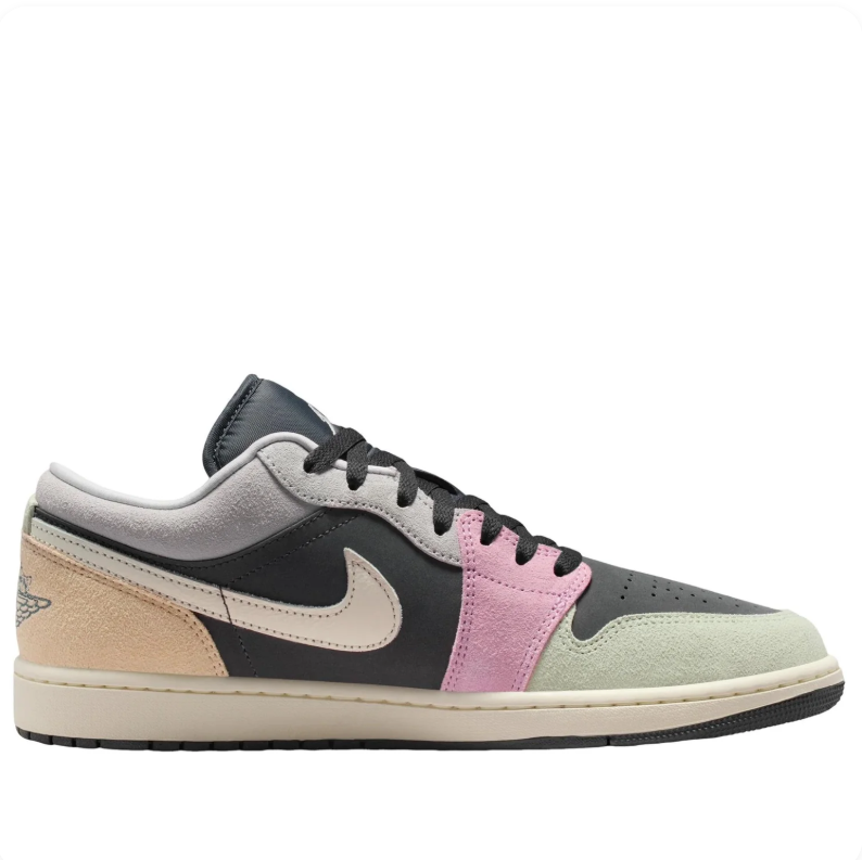 Air Jordan 1 Low Black & Pastel Colorblock Sneakers