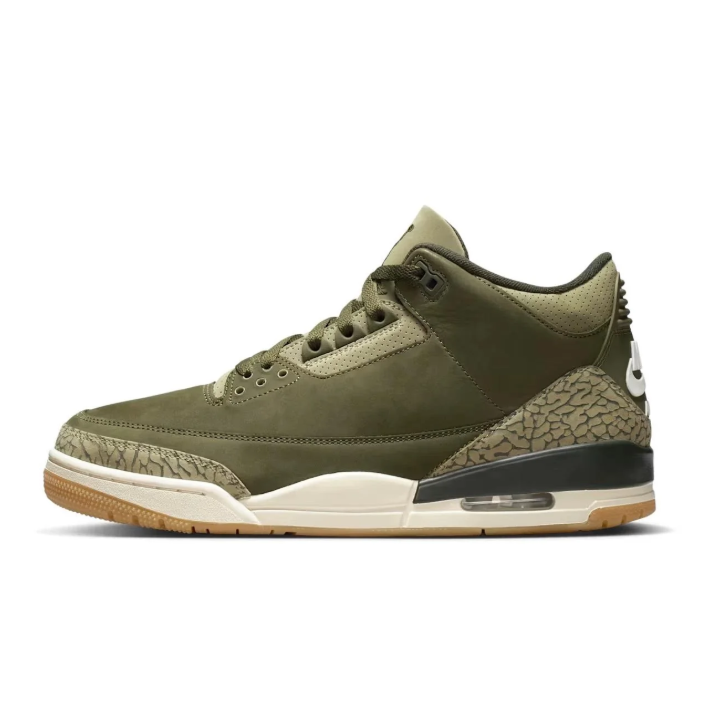 Air Jordan 3 Olive Green Elephant-Print Sneakers
