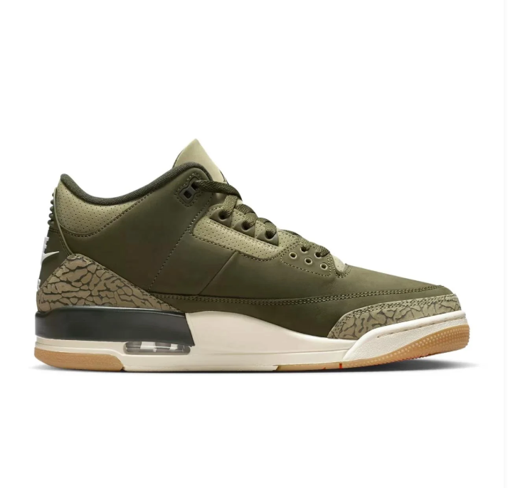 Air Jordan 3 Olive Green Elephant-Print Sneakers