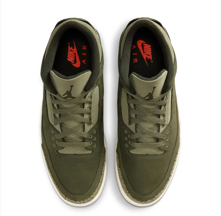 Air Jordan 3 Olive Green Elephant-Print Sneakers