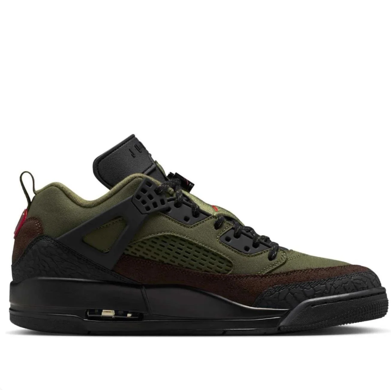 Air Jordan Spizike Low Olive & Brown Sneakers with Red Accents