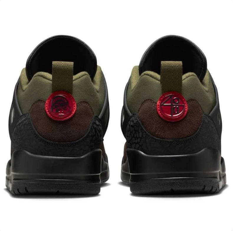 Air Jordan Spizike Low Olive & Brown Sneakers with Red Accents