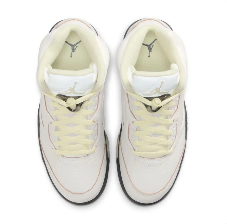 Air Jordan 5 Cream Sneakers with Pale Yellow & Black Accents