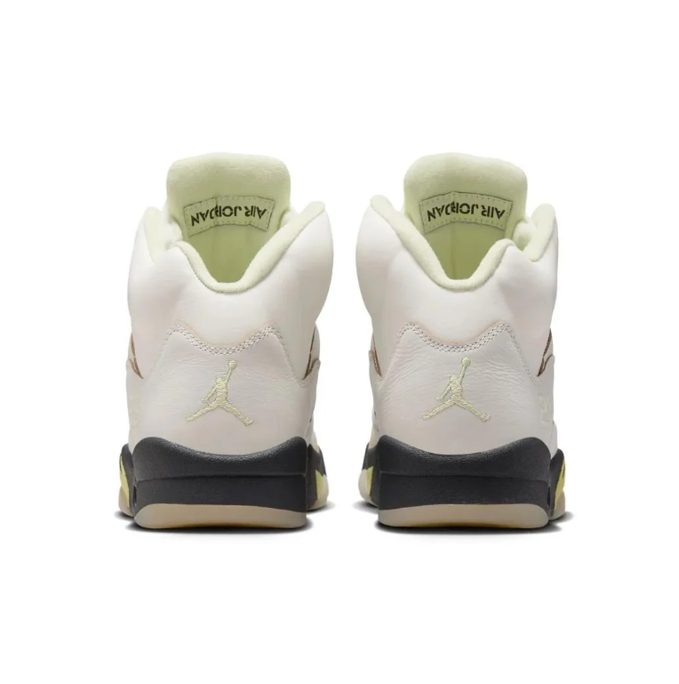 Air Jordan 5 Cream Sneakers with Pale Yellow & Black Accents