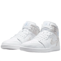 Air Jordan 1 Mid White Sneakers with Metallic Silver Accents