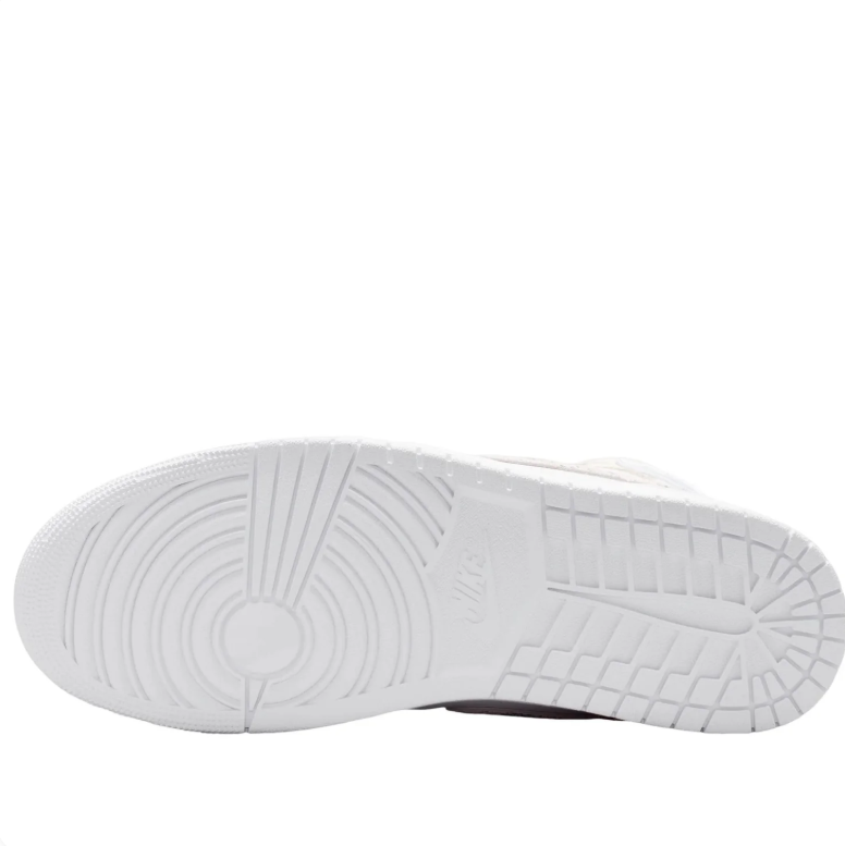 Air Jordan 1 Mid White Sneakers with Metallic Silver Accents