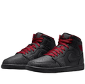 Air Jordan 1 Mid Black Elephant-Print Sneakers with Red Accents