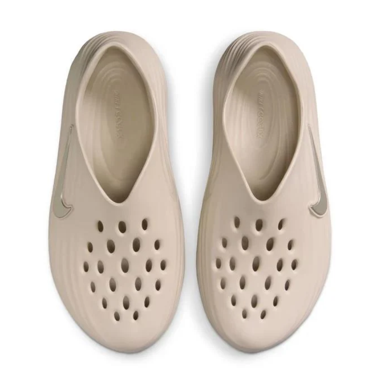 Nike Beige Slip-On Clogs with Sculpted Wave Details