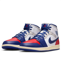 Air Jordan 1 Mid Red, White & Navy Sneakers
