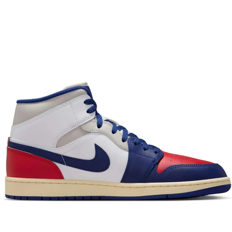 Air Jordan 1 Mid Red, White & Navy Sneakers