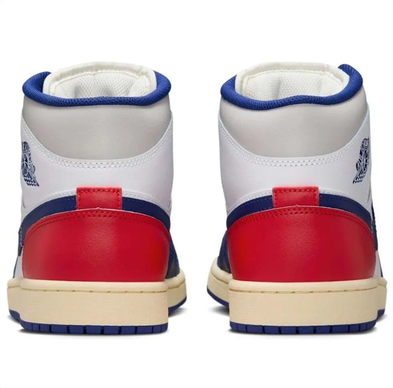 Air Jordan 1 Mid Red, White & Navy Sneakers