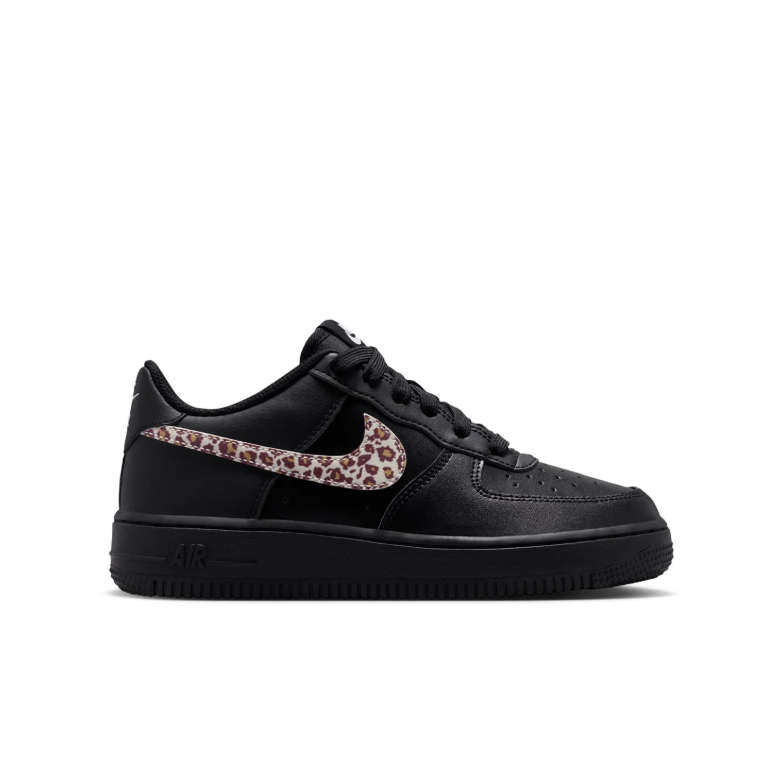 Nike Air Force 1 Low Black Sneakers with Leopard-Print Swooshes