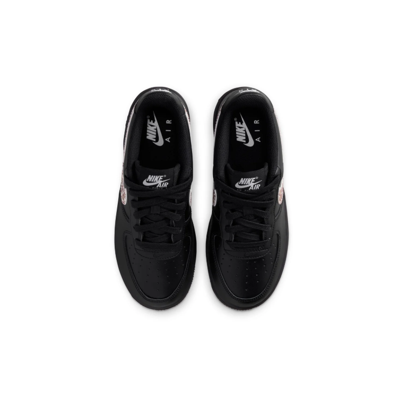 Nike Air Force 1 Low Black Sneakers with Leopard-Print Swooshes