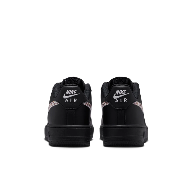 Nike Air Force 1 Low Black Sneakers with Leopard-Print Swooshes