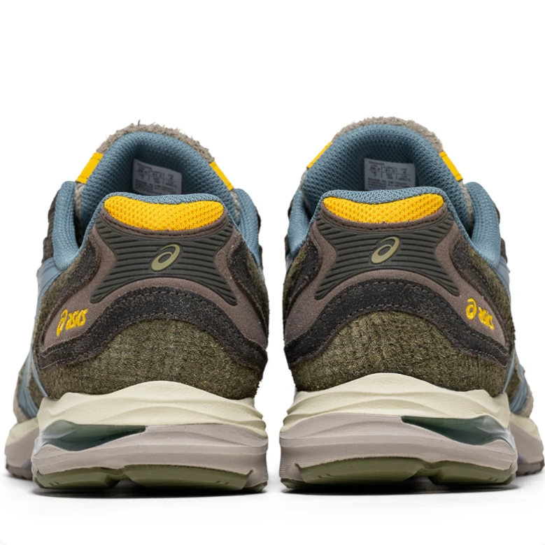 ASICS Olive & Slate Blue Low-Top Sneakers with Yellow Accents