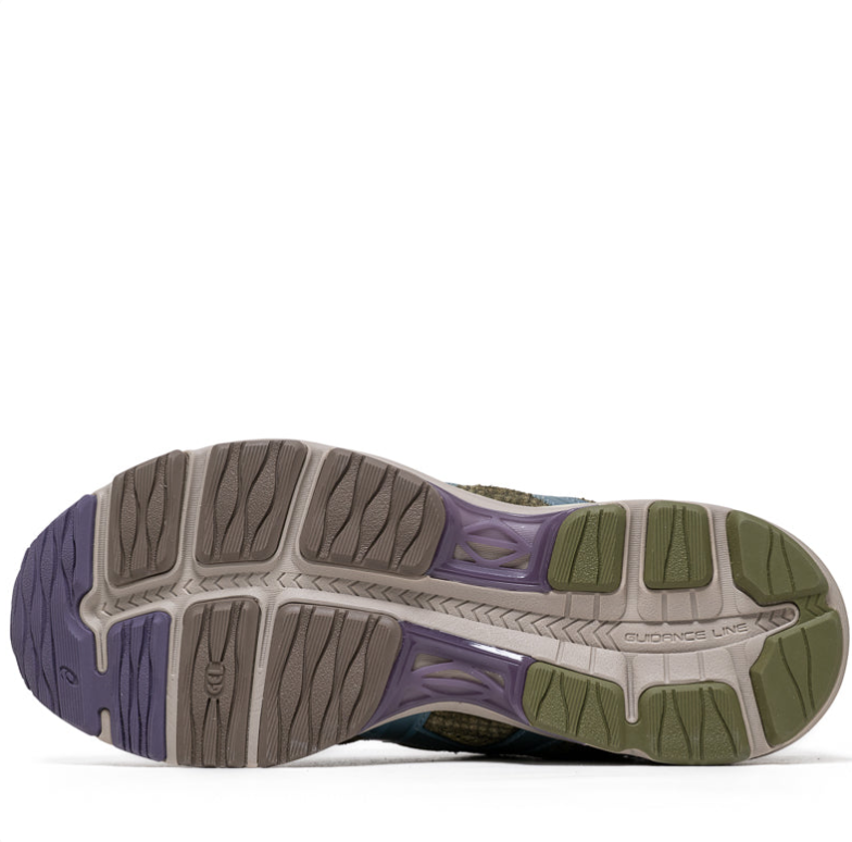 ASICS Olive & Slate Blue Low-Top Sneakers with Yellow Accents