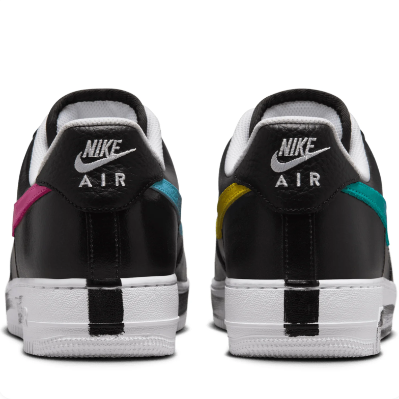 Nike Air Force 1 Low – Black with Multicolor Swooshes & Daisy Details