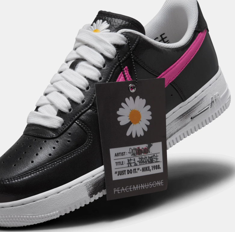 Nike Air Force 1 Low – Black with Multicolor Swooshes & Daisy Details